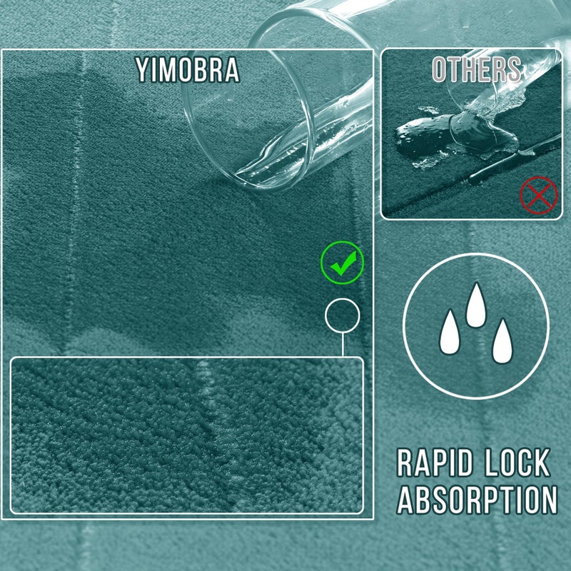 Yimobra Teal Bath Mat, Super Soft Absorbent Memory Foam Bathroom Rug Non Slip, Quick Dry, Machine Washable Floor Carpet for Tub Shower, Home Decor Accessories, 24x17 - Image 4